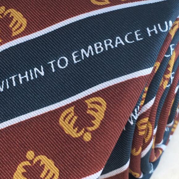 PILLORI " REACH WITHIN TO EMBRACE HUMANITY" NAVY BURGUNDY WHITE TIE - Picture 13 of 13